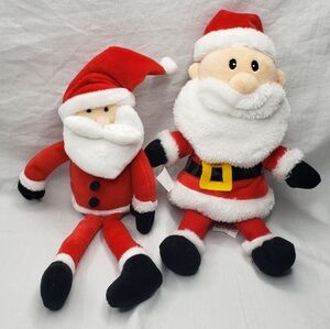 Two Soft Plush Santa Toys Christmas